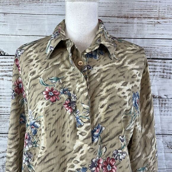 Alfred Dunner Mismatch 2pc Blouse Skirt Set size 8 Tan Floral Granny Core Modest - Picture 9 of 16